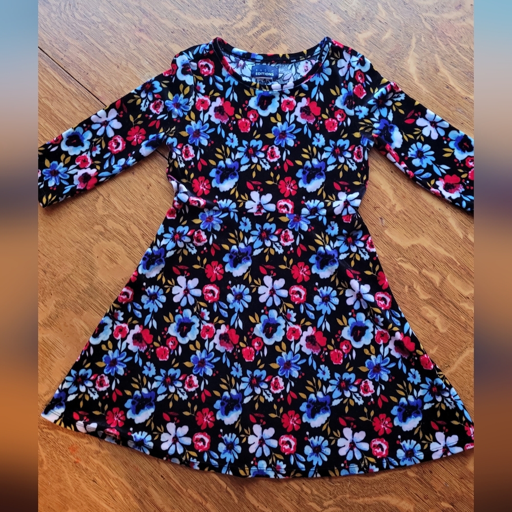 Floral Kids Dress - Black, Blue, Red